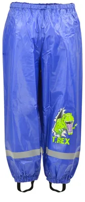 Produktbild von Regenhose Kinder Jungen Matschhose mit Reflektorstreifen Ungefüttert Dinosaurier T-Rex Blau 86-92