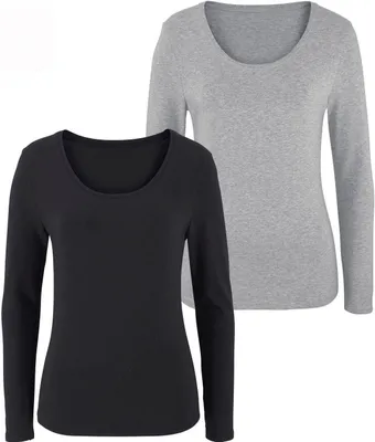 Produktbild von VIVANCE Langarmshirt grau-meliert, schwarz Größe 32/34