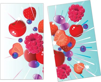 Produktbild von Spritzschutz Herdabdeckplatte Schneidebrett aus Glas Frische Beeren  2-Teilig (60x52cm)