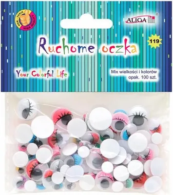 Image de Yeux mobiles pour les projets de bricolage, blancs, 100 pièces