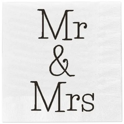 Produktbild von Servietten Mr & Mrs Hochzeit Papierservietten Feier Fest 80 Stück weiß 33x33 cm