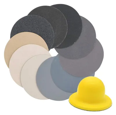 Image de Papier abrasif pour usage humide et sec, assortiment de 40 pièces, 100 mm, grains de 80 à 7000, avec bloc de ponçage manuel