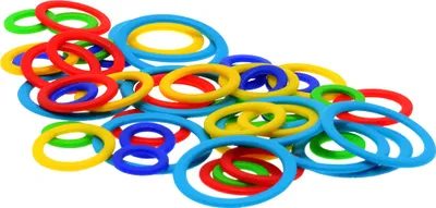 A pile of colorful plastic rings.