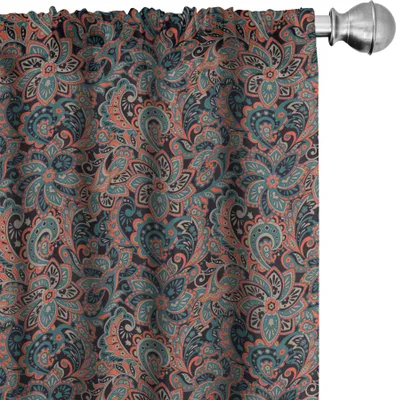 Produktbild von ABAKUHAUS persisch Vorhänge, Gardinen, Paisley-Muster mit orientalischen Stil Blumenarrangement nahöstlichen Blattmotiven, 2 Stück 75 x 175 cm, Mehrfarbig