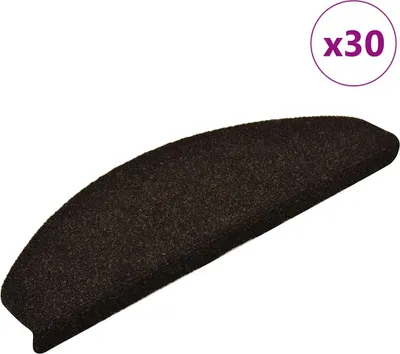 Obrázek produktu pro Schodové rohože samolepicí 30 ks 65 x 21 x 4 cm tmavě hnědé, půlkulaté, velké