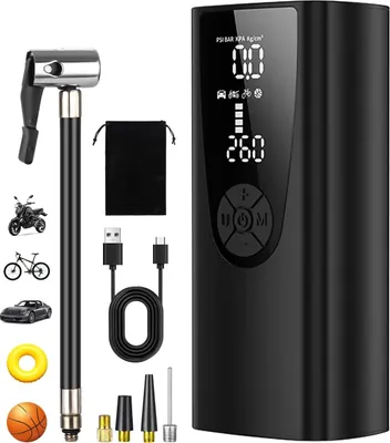 Produktbild von Elektrická vzduchová pumpa, batériová vzduchová pumpa 6000mAh 150PSI, nabíjateľný prenosný vzduchový kompresor LCD displej, mobilný viacúčelový kompresor s USB/osvetleným svetlom, pre bicykle, motocykle, auto