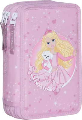 Image de Beckmann Classic Triple, Trousse à crayons rigide, Polyester recyclé, Rose, Photo, Intérieur, Fille