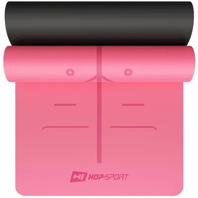Obrázek produktu pro Podložka na jógu Hop-Sport - protiskluzová a odolná, gumová podložka na pilates, 183 x 68 cm, gymnastická podložka 0,5 cm + popruh na přenášení - růžová