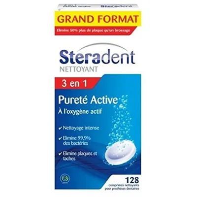 Image de Comprimés blanchissants pour dents STERADENT, boîte de 128
