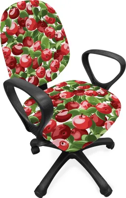 Produktbild von ABAKUHAUS Apfel Bürostuhl Schonbezug, Bio-Garten-Ernte, dekorative Schutzhülle aus Stretchgewebe, Rot, Grün, Weiß
