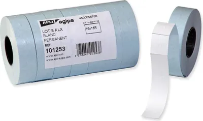 Produktbild von agipa Etiketten für Preisauszeichner 16 x 18 mm weiß 8 Rollen à 1.000 Stück