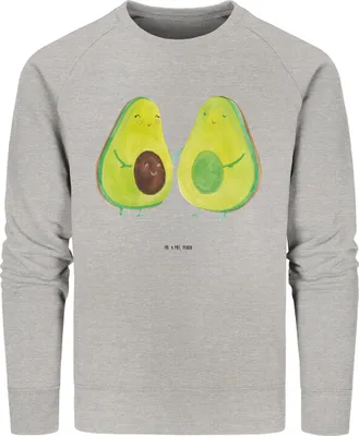 Produktbild von Mr. & Mrs. Panda Baumwoll Pullover Avocado Pärchen Größe L - Heather Grey - Geschenk, Sweatshirt, Familie, Sweater, Pulli, Liebe, Babyshower, Bio