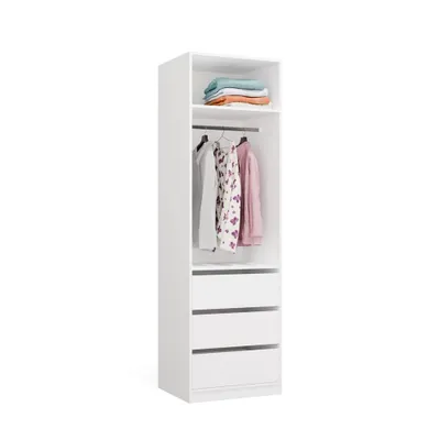 Produktbild von Kleiderschrank OPENO 1W1P3S WEISS Modulares Regal mit Kleiderstange und 3 Schubladen