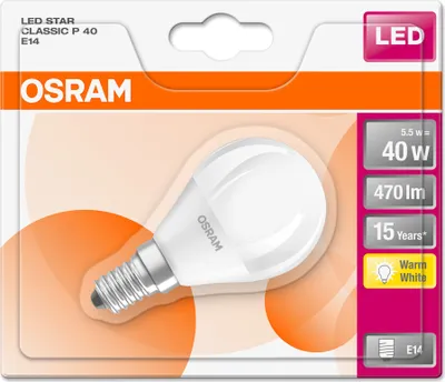 Produktbild von Osram Led Star Classic P, 6 W, 40 W, E14, 470 lm, 20000 h, Warmweiß
