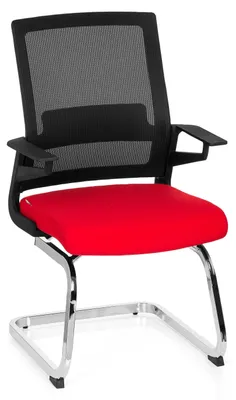 Produktbild von hjh OFFICE Freischwinger mit Armlehnen INVENTOR V Stoff / Netzstoff Stuhl für Büro Zuhause, Besucherstuhl Schwingstuhl bis 150 kg belastbar