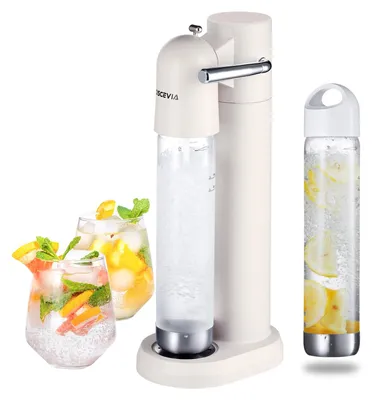 Wassersprudler mit 2 BPA-freien Flaschen (1 l + 1 l), weiß