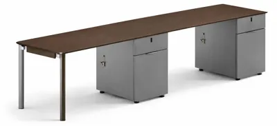Produktbild von Moderner Bürotisch mit Holzplatte und Metallbeinen für Büros
