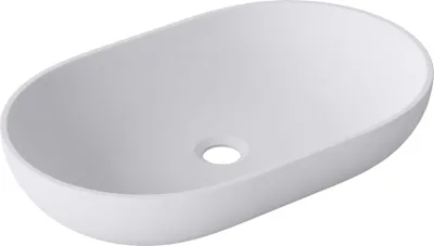 Immagine prodotto di doporro Lavabo da Appoggio, Lavandino Bagno 54x34x10.5cm, Lavabo Ovale da Minerale Fuso Colossum808, Biano Opaco