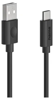 Zdjęcie produktu dla Hama 00086447, 1,2 m, USB A, USB C, USB 2.0, 0,48 Gbit/s, Czarny