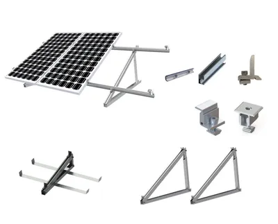 Produktbild von Balkonkraftwerk Halterung Aufständerung Komplettset für 2 Panele PV Modul Dach Solar Flachdach 10-40°
