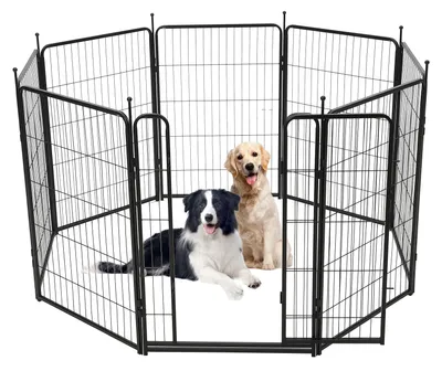 Immagine prodotto di Recinto per cani - Recinto divisorio per cani - Recinto per cuccioli - Area giochi per cani - Recinto in metallo - 8 pannelli - Pieghevole - Acciaio resistente