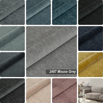 Produktbild von Möbelstoff Polsterstoff | ROSE LAND 2497 | Meterware Möbelstoff Velours Chenille-Stoff|Mouse Grey