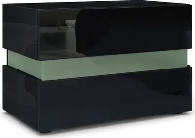 Produktbild von Vladon Nachttisch Flow,  Germany, Nachttischschrank mit Schublade Schwarz Hochglanz/Schwarz Hochglanz (60 x 45 x 39 cm)