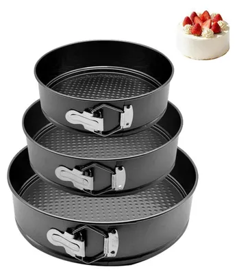 Productafbeelding van Set van 3 springvormen, rond, 22/24/26 cm, donkergrijs, met antiaanbaklaag, afneembare bodem