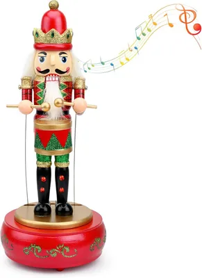 Productafbeelding van Kerst houten notenkraker muziekdoos - Handgemaakte doe-het-zelf notenkraker soldaat