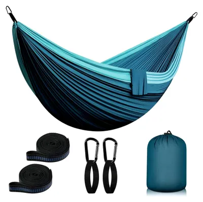 Produktbild von Hängematte für 2 Personen 300x200 cm - Ultraleichte Campinghängematte mit 300 kg Tragfähigkeit aus Nylon für Garten und Strand