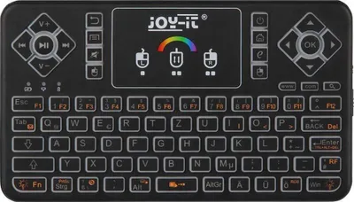 Produktbild von Mini klawiatura bezprzewodowa z touchpadem i podświetleniem RGB - czarna, układ DE