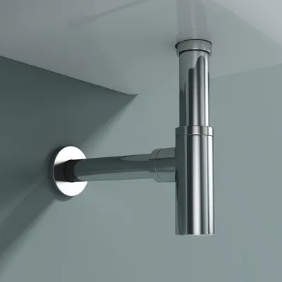 Image de doporro Siphon Chromé pour Lavabo Vasque Siphon en Laiton Design Rond Anti Odeur S05