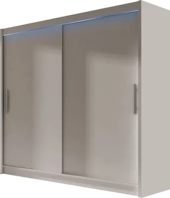 Produktbild von MIRJAN24 Schwebetürenschrank London I 180, Garderobe mit zwei Türen, Kleiderschrank (Farbe: Cashmere, mit RGB LED Beleuchtung)