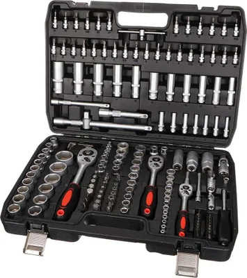 Immagine prodotto di Set di chiavi a bussola da 171 pezzi - Cricchetto e bussole - Set combinato - Utensili manuali - Per riparazioni auto - Officina e garage - Con valigetta porta attrezzi