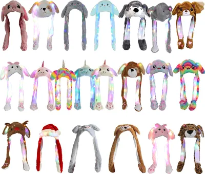 Produktbild von Wackelohr Mütze mit LED und beweglichen Ohren - aus Plüsch, Kostüm für Kinder und Erwachsene: Einhorn Regenbogen sm-491b Wackelohr Mütze wählen: Einhorn Regenbogen sm-491b