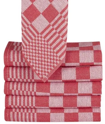 Obrázok produktu pre Unyqoos® Homéé® – Sada 6 kusov utierok na riad – kockované bavlnené utierky, červené, 70 x 70 cm, 245 g/m², 120 g/kus, možné prať do 90°C