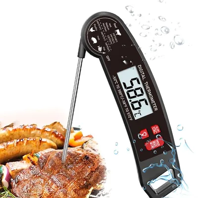 Produktbild von Bratenthermometer, Fleischthermometer Digital, Faltbares Küchenthermometer IPX6 Wasserdicht Grillthermometer, Genauigkeit ±0,5℃, 3s Schnelle Reaktion