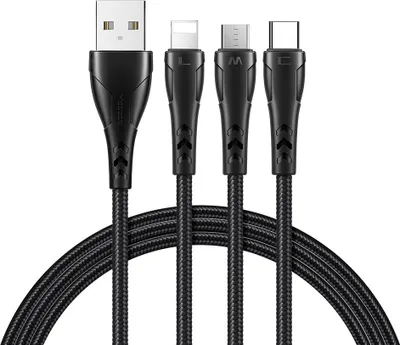 Image de Câble De Téléphone Mcdodo Avec Support Car Play Et Android Auto Pour Iphone, Quick Charge 4.0+, Micro Usb À Iphone Usb-C 3In1 1.2 Mètres Ca-6960