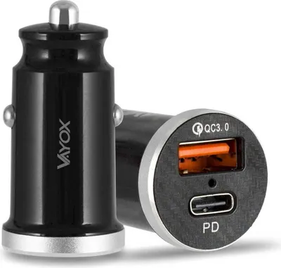 Immagine prodotto di Caricabatterie da auto Vayox VA0034 | QuickCharge 3.0 | PD (USB-C) | Nero