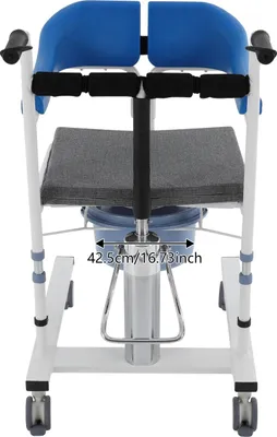 Obrázek produktu pro Hydraulická zvedací židle pro pacienty, nastavitelná opěrka zad, pojízdný vozík, modrá