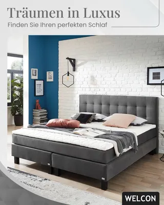 Produktbild von ROCKSTAR® Limited Edition II dunkelgrau von Welcon - Boxspringbett 180x200 cm Härtegrad H3 (hart)