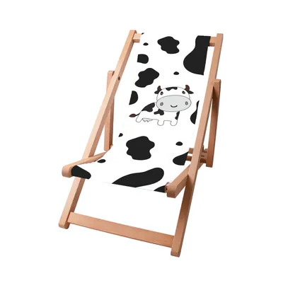 Image de Dreamroots Chaise longue en bois pour enfants, bois de hêtre jusqu'à 130 kg, Chaise longue pliable avec dossier inclinable en 3 positions, Bobby Moo