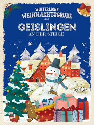 Produktbild von vianmo Holzschild 40x30 cm Weihnachtsgrüße GEISLINGEN AN DER STEIGE