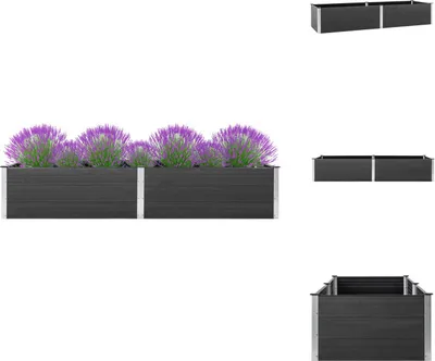 Imagen del producto de vidaXL: Jardín, maceta elevada de 200x100x54 cm, material compuesto de madera (WPC), color gris - Macetas y jardineras
