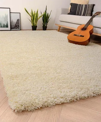 Produktbild von Unyqoos® Hochflor Shaggy-Teppich Crème 200x300 cm – Polypropylen, 5 cm Florhöhe, 3300 g/m², farbbeständig & strapazierfähig