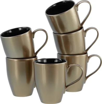Produktbild von CreaTable, 24332, Golden Days Schwarz, Kaffeebecher 6-tlg, Steinzeug