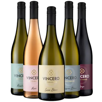 Produktbild von VINCERO Grande Collection - Premium alkoholfreier Wein (<0,5%) Probierpaket entalkoholisierter Wein (5 x 0,75l)