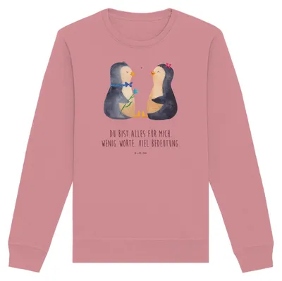 Produktbild von Mr. & Mrs. Panda Baumwoll Pullover Pinguin Pärchen Größe XXL - Canyon Pink - Geschenk, Hochzeitsgeschenk, Hochzeitstag, Liebe, Pulli, Sweater, Sweatshirt, Hochzeit