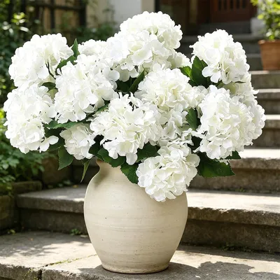 Produktbild von Omgoods – Kunsthydrangea, UV-beständig – Blumenstrauß aus Seidenhydrangea – Dekoration für Vasen – Tischdekoration – Hochzeit – Dekoration für den Garten/die Terrasse – Künstliche Blumen