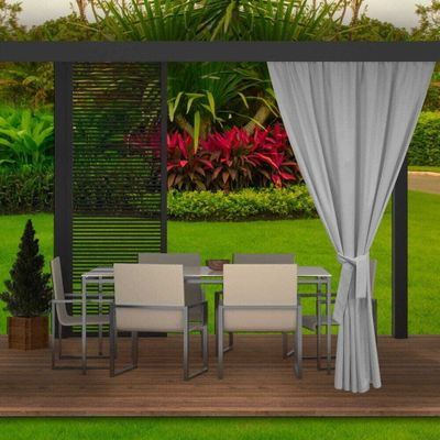 Zasłona ogrodowa 155x200cm szara 1 szt | zasłona zewnętrzna wodoodporna | zasłona na taras balkon | zasłona na zewnątrz | zasłona do ogrodu